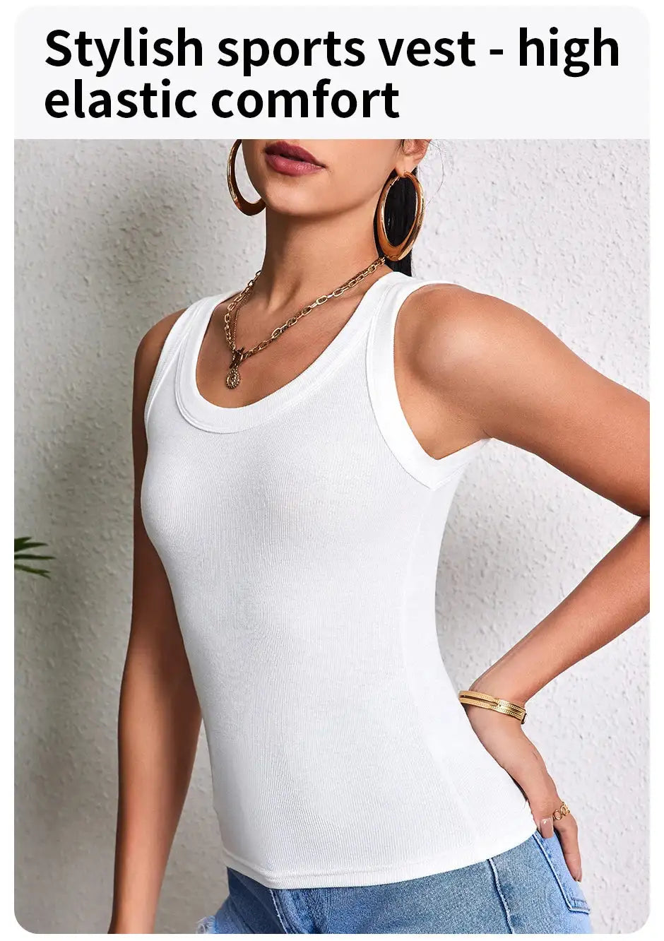 European and American Yards Ladies Suspender Vest Sleeveless Top Solid Color Sexy Thread Bottoming Thin Vest Four Seasons Essent - Lootquake