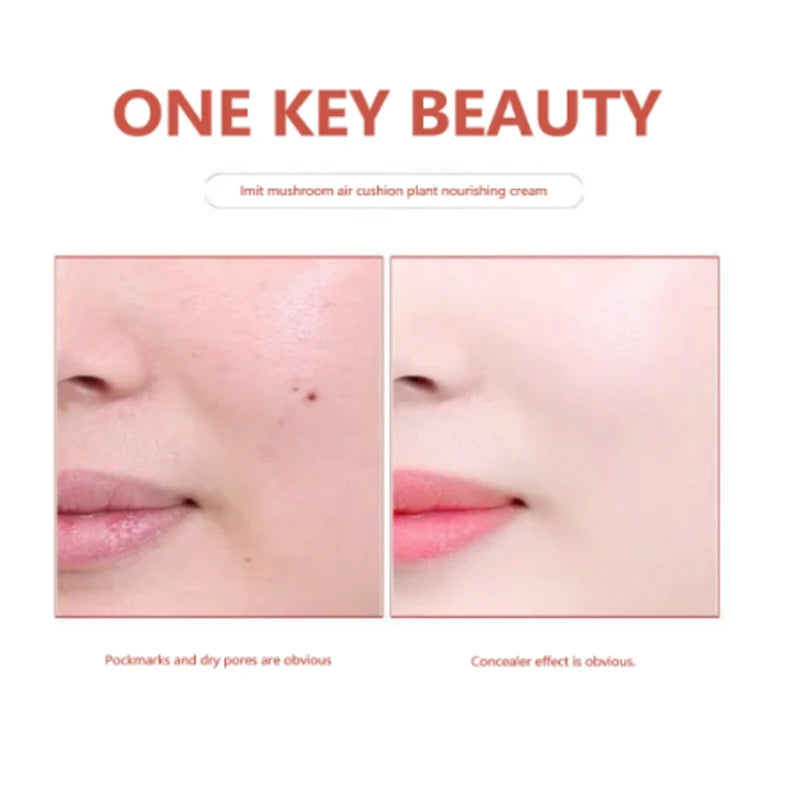 Coussin d'air CC Crème Fond de teint tête de champignon Hydratant Longue tenue Cosmétiques visage Éclaircissant naturel Base de teint Maquillage