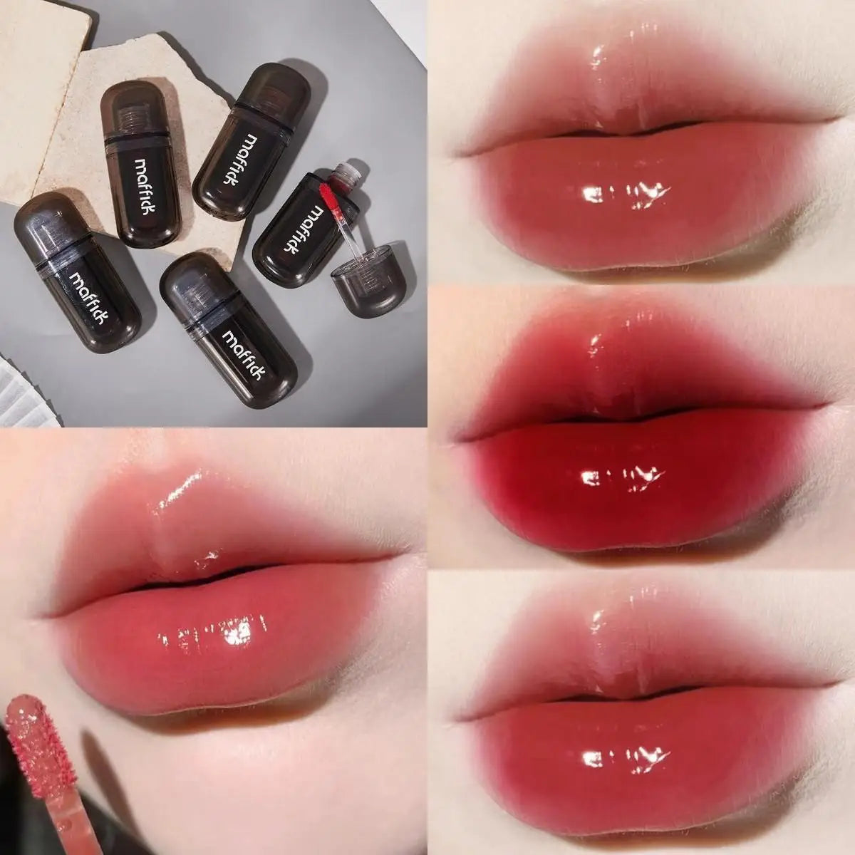 Lápiz labial hidratante y suavizante de labios de larga duración sin manchas. Brillo labial duradero.