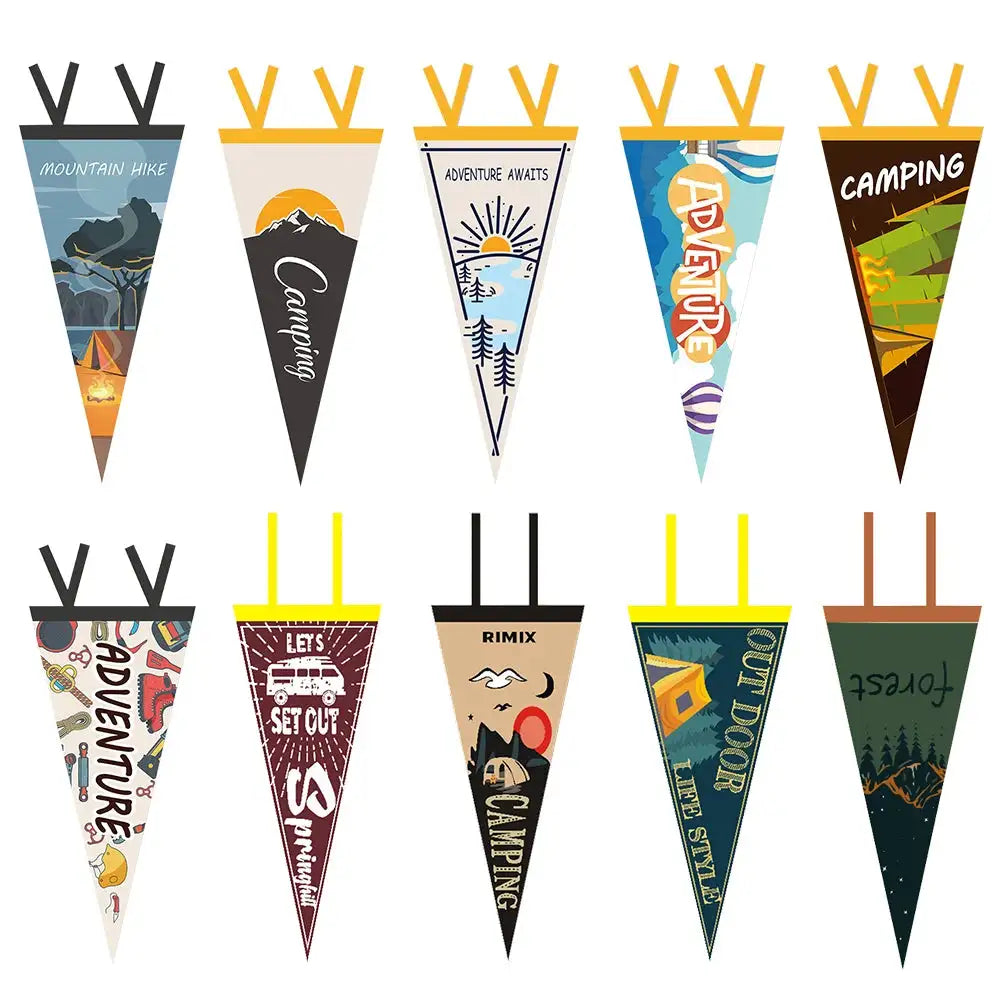 Outdoor Camping Tent Pennant Flags Picnic Canopy Atmosphere Decorations Camp Hanging Flags Holiday Scene Felt Bunting - Lootquake