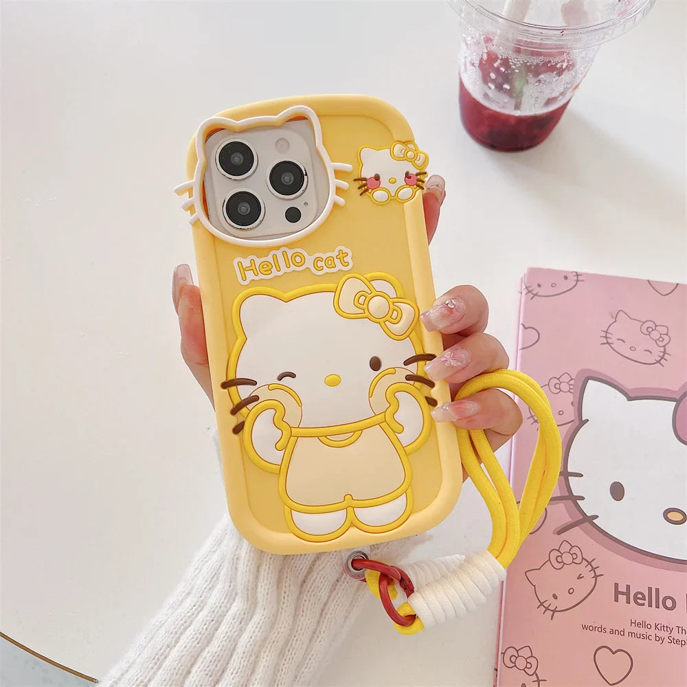 Funda de silicona para teléfono con dibujos de Hello Kitty