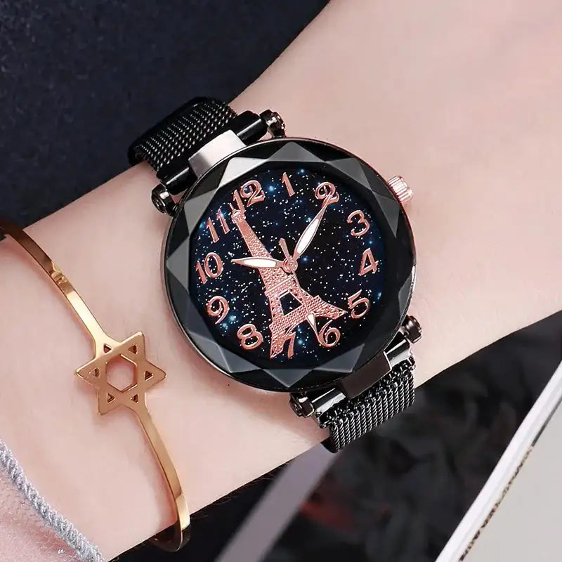 Luxury Mesh Steel Belt Quartz Wristwatches Eiffel Tower Watch for Women Simple Ladies Dress Party Watch Relógio Feminino Gifts - Lootquake