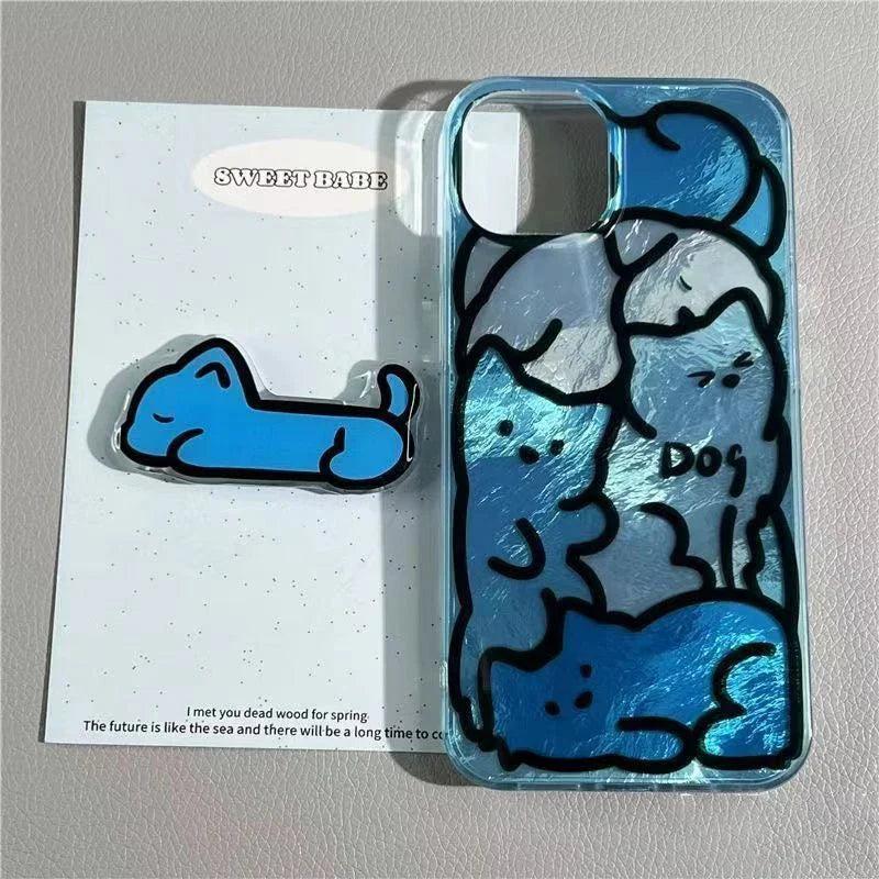Funda para teléfono con dibujos de gatos y perros