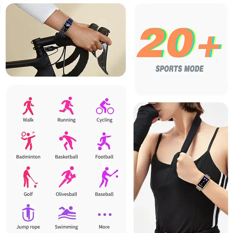 For Android IOS Smart Bracelet Women Smartwatch Men Heart Rate Blood Oxygen Waterproof Sport Smart Band Watch For Ladies +Gift - Lootquake