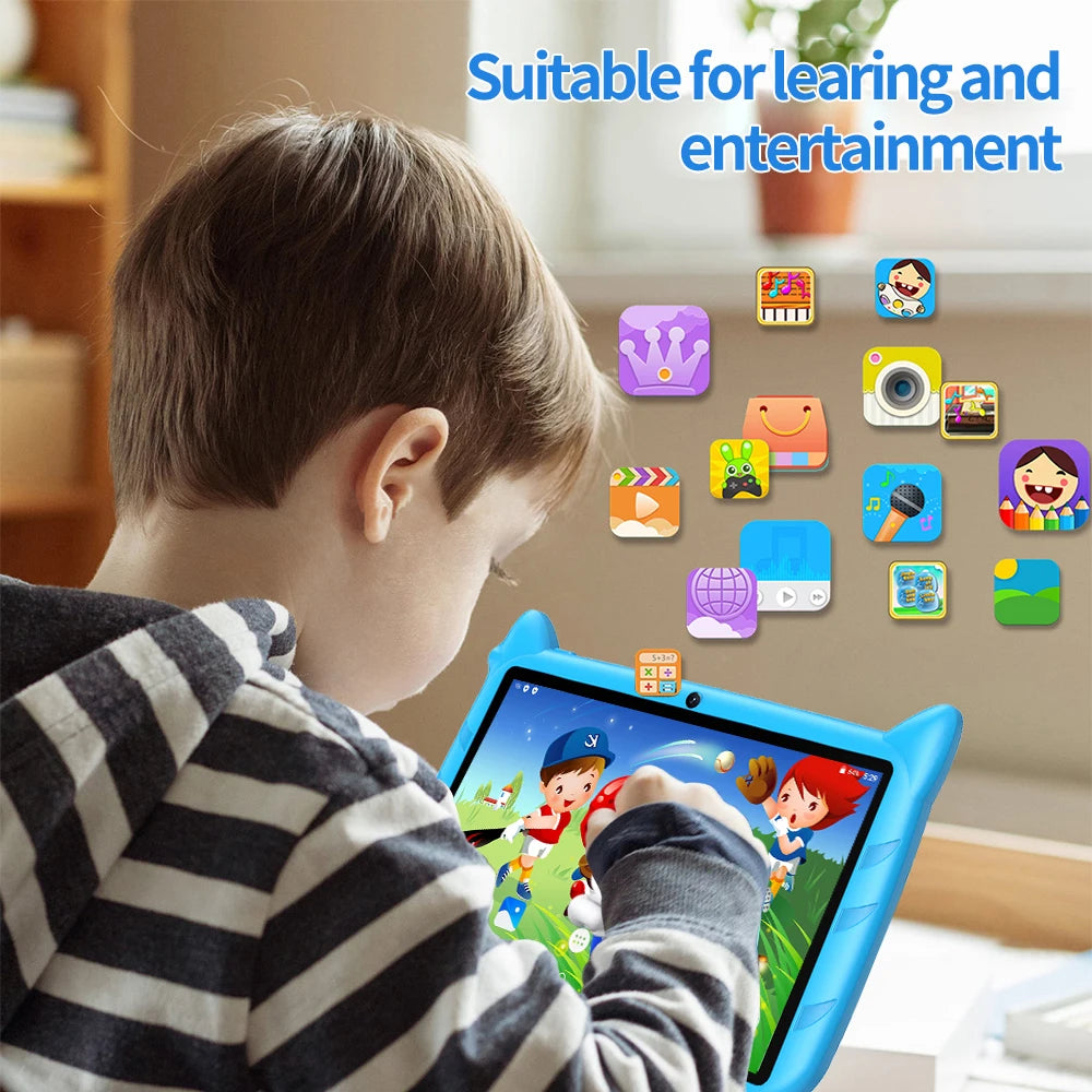 Tablettes PC Android 7 pouces pour enfants, cadeaux pour enfants, apprentissage, éducation, quadruple cœur, 4 Go de RAM, 64 Go de ROM, 5G, Wi-Fi, Bluetooth, caméras