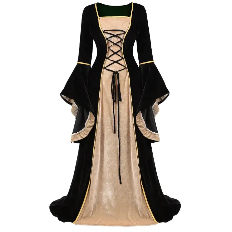 Medieval Renaissance Velvet Long Dress Women Victorian Retro Fancy Gown Halloween Cosplay Costume Plus Size - Lootquake