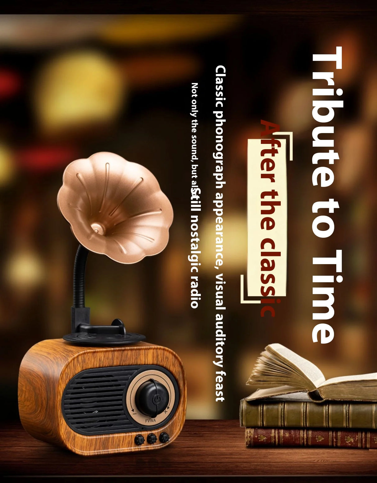 Enceinte Bluetooth rétro en bois, portable, mini haut-parleur sans fil pour système audio d'extérieur, radio TF, FM, musique, MP3, caisson de basses