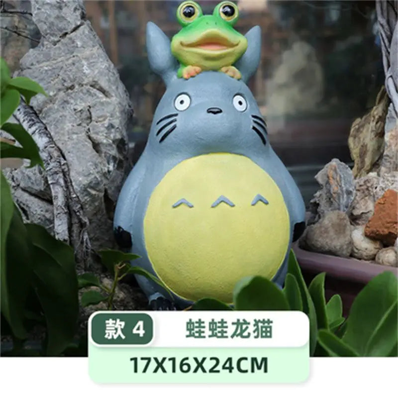 Large Garden Statue Cartoon Anime Totoroed Sculpture Creative Kawaii Miyazakis Hayaos Totoros Resin Figurines Garden Home Decor