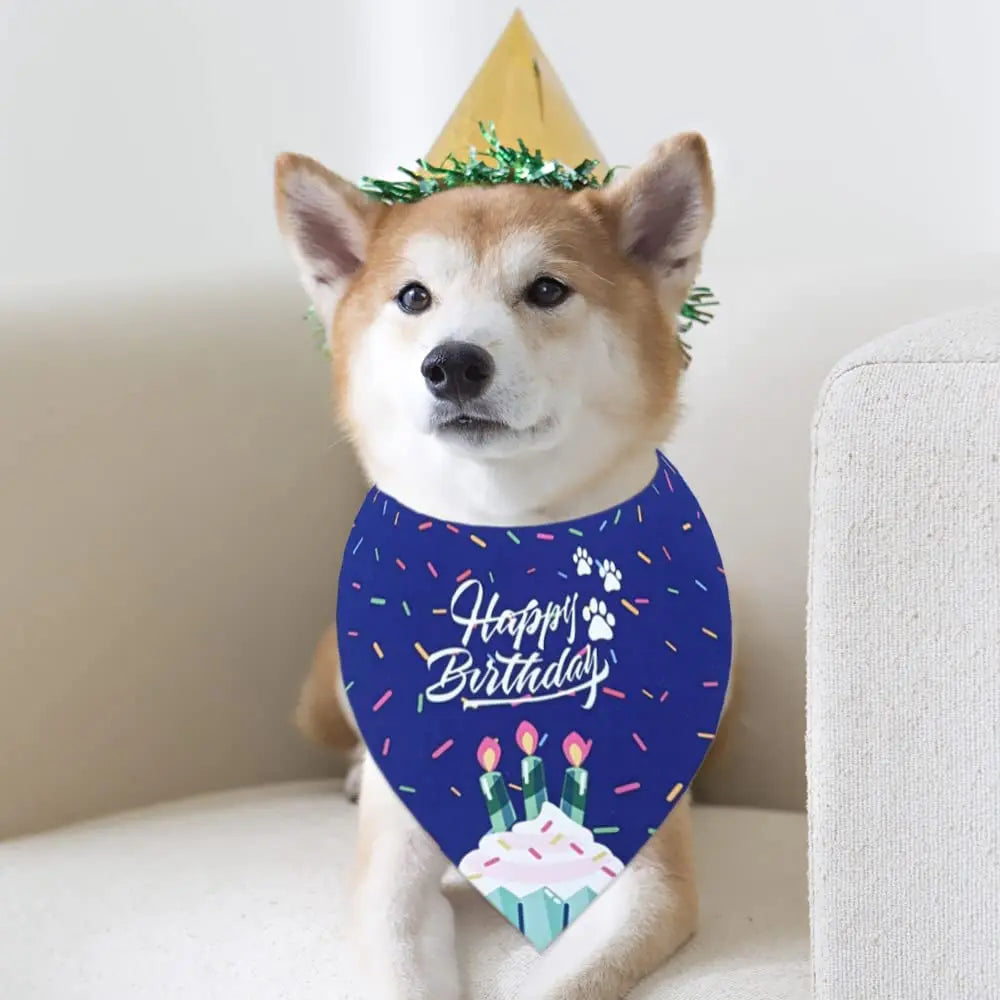 Bandana d'anniversaire pour chien, garçon et fille, fournitures de fête d'anniversaire pour animaux de compagnie, bavoirs triangulaires, écharpe, accessoires pour chien de grande taille