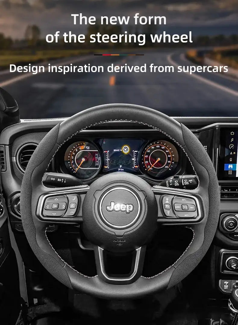 For Jeep Suede Snap-on Steering Wheel Cover Fit Renegade Compass Wrangler Jk Jl Grand Cherokee Wk2 Accessories Wj Portachiavi - Lootquake