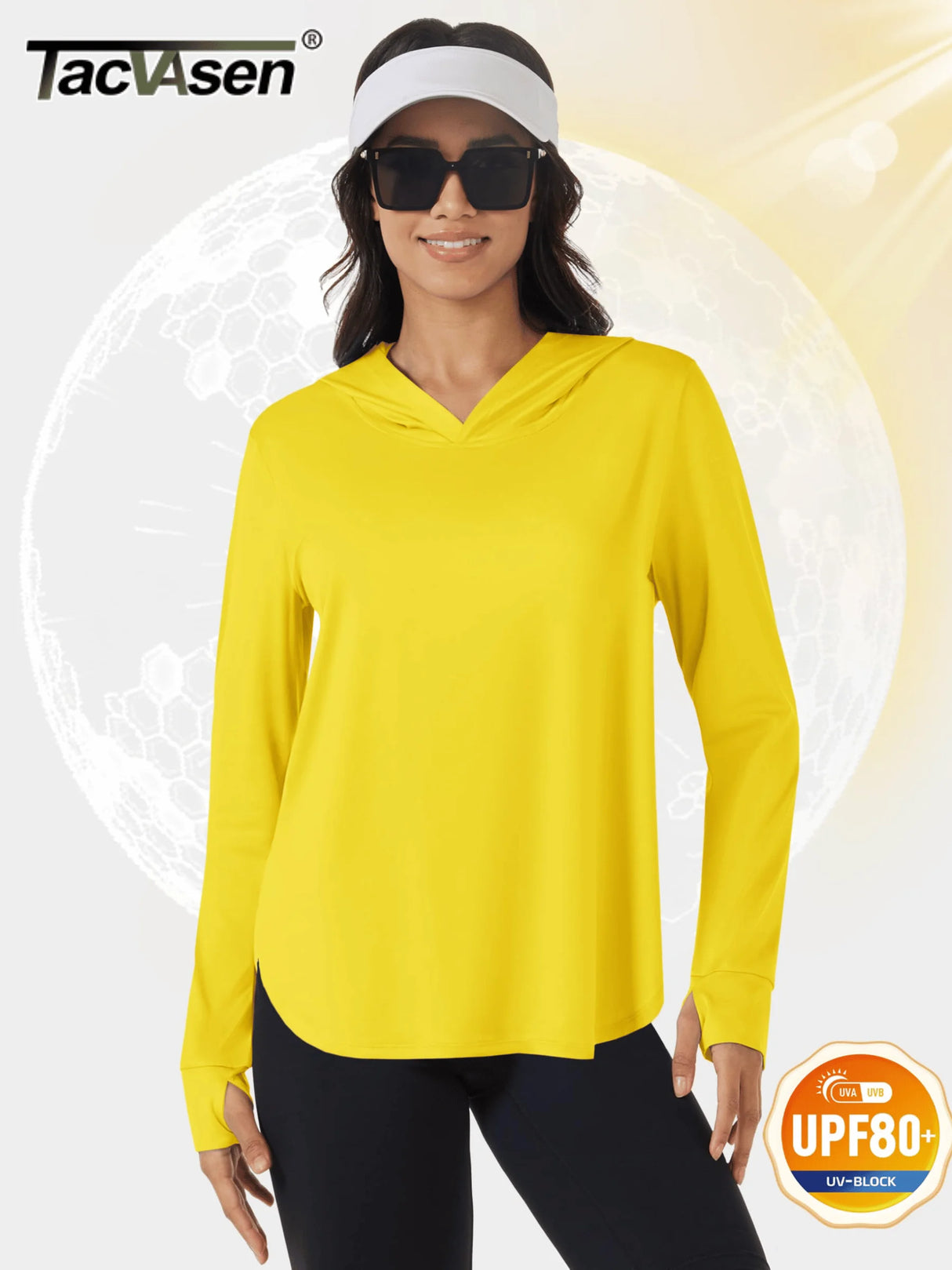 TACVASEN UPF 80+ Quick Dry Hooded T-Shirts Womens Summer Long Sleeve Sun UV Protection Tees Breathable Thumb Holes Pullover Tops - Lootquake