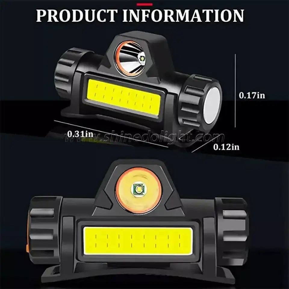 1-5PCS Portable Mini Powerful LED Headlamp XPE+COB USB Rechargeable Hunting Headlight Waterproof Head Torch with Tail Magnetic - Lootquake