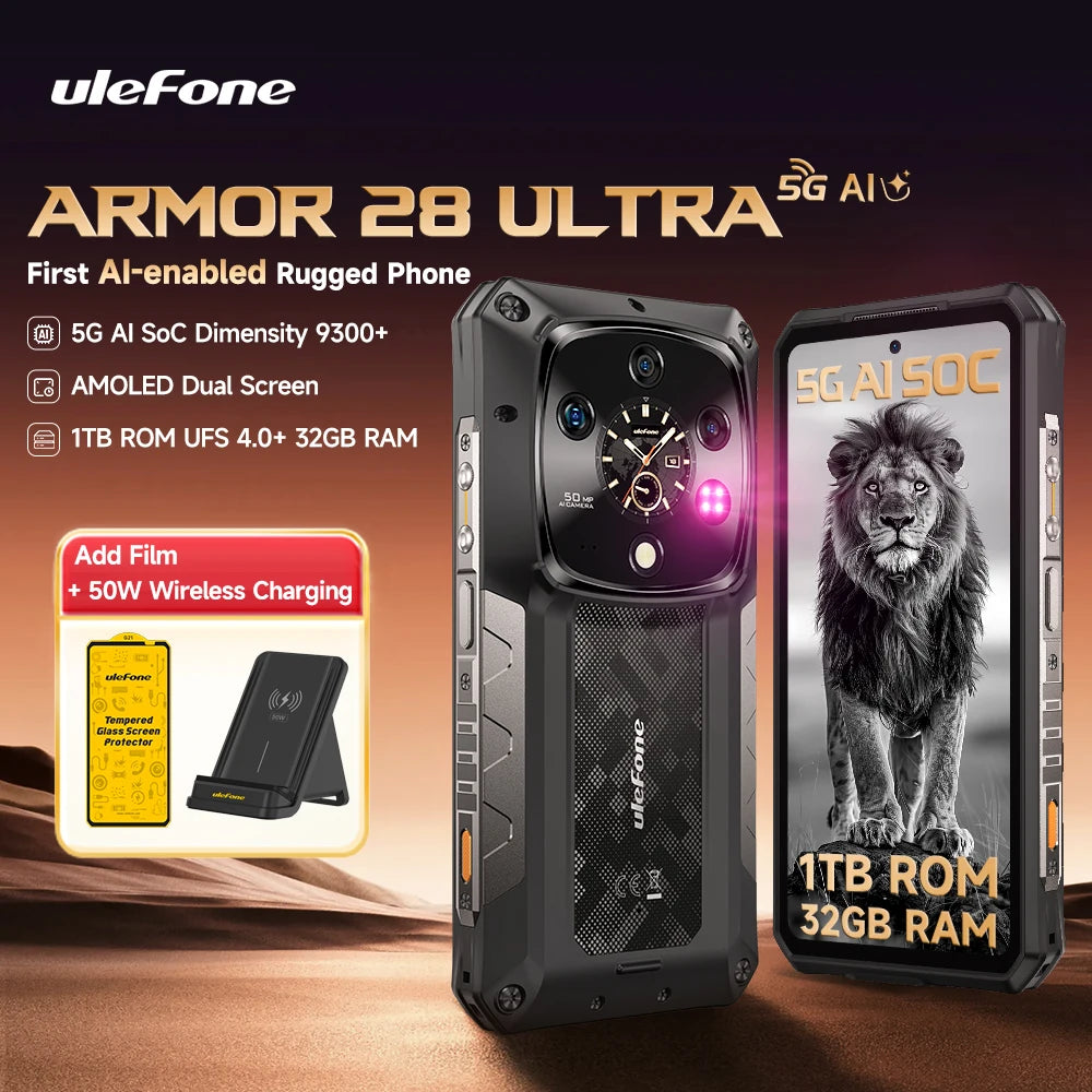 【Première mondiale】Ulefone Armor 28 Ultra 5G Téléphone robuste IA 1 To ROM + 32 Go RAM Smartphone Android AMOLED 6,67" 10600 mAh Téléphone portable