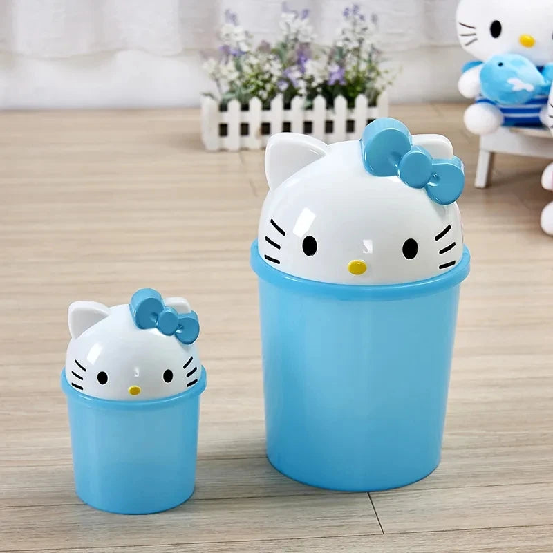 New Sanrio Hello Kitty Dustbin Trash Can Rubbish Bin Garbage Binsanrio Kawaii Trash Can Living Room Bedroom Toilet Paper Basket