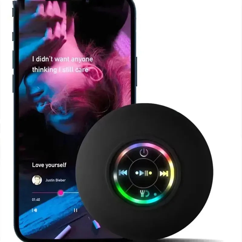 Mini enceinte Bluetooth avec lumières LED et super aspiration | Étanchéité IPX4 pour salle de bain/extérieur | Enceinte murale portable