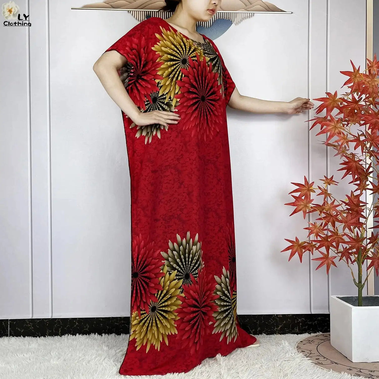 2024 Latest Muslim Sets Women Clothing Cotton Floral Loose Dashiki Long Dress African Abaya Dubai Traditional Islamic Clothing