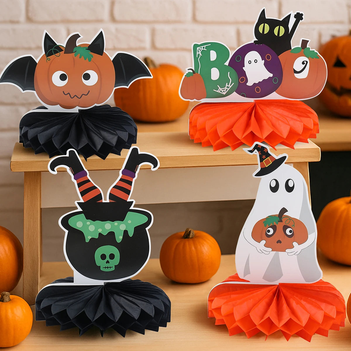 Happy Halloween Honeycomb Ornaments Halloween Decorations Scary Ghost Pumpkin Witch Honeycomb Props Halloween Party Decoration