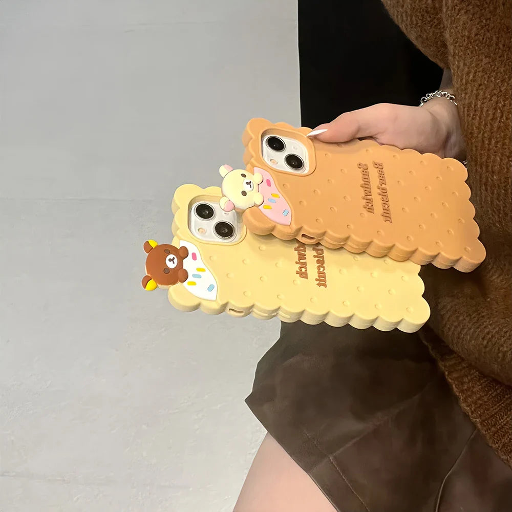 Funny Sandwich Rilakkuma Bear Biscuit Phone Case