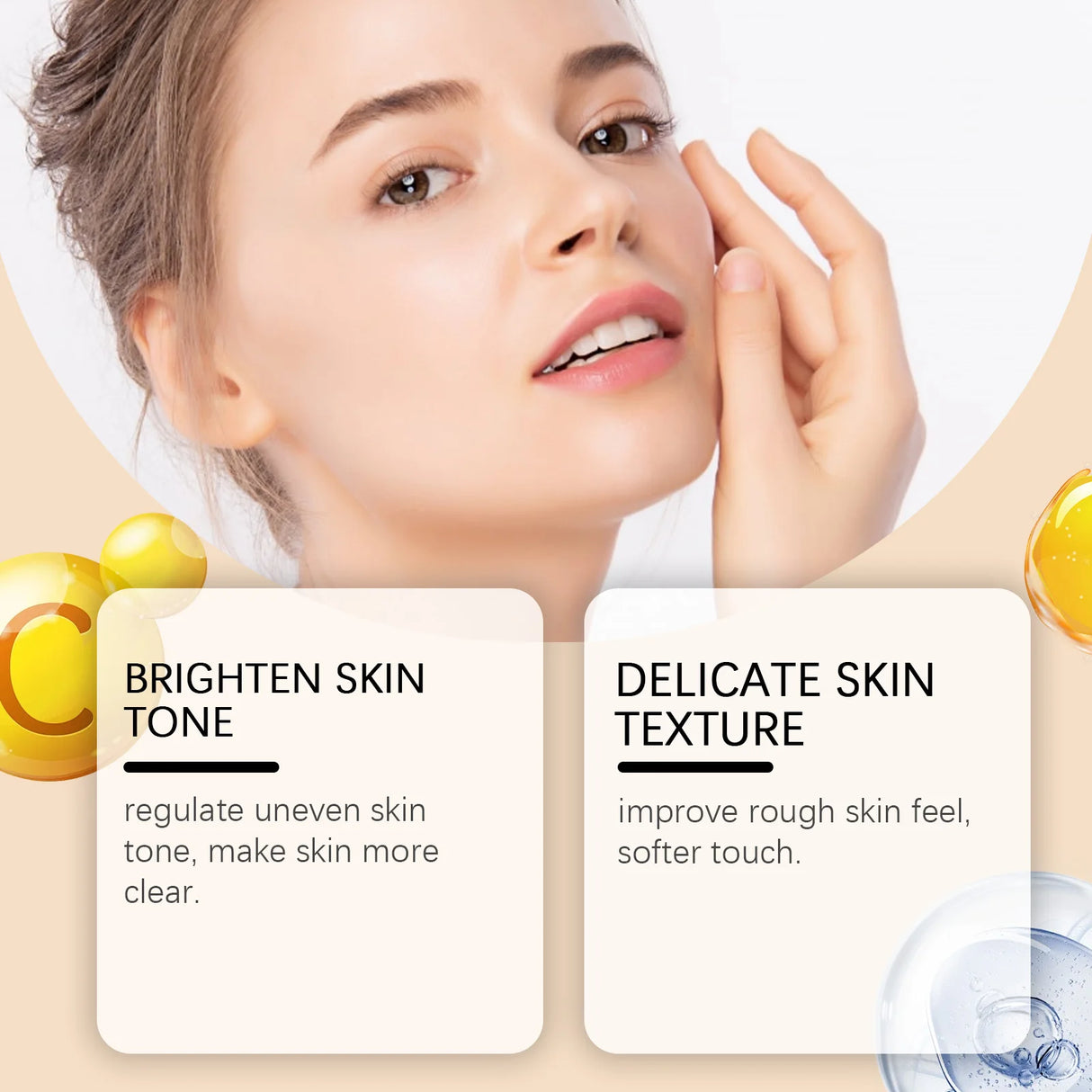 Esencia facial con vitamina C: Hidrata la piel del rostro, refina los poros y mejora la textura de la piel.