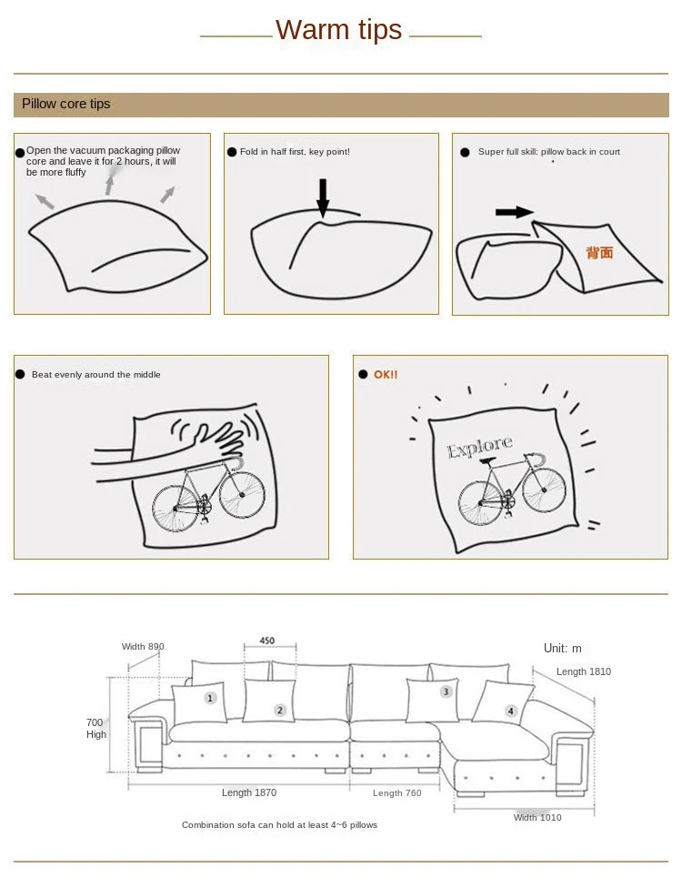 Funda de cojín de sofá lisa de 30 x 50/40 x 40/45 x 45/40 x 60/50 x 50/55 x 55/60 x 60 cm, funda decorativa para asiento de coche o silla.