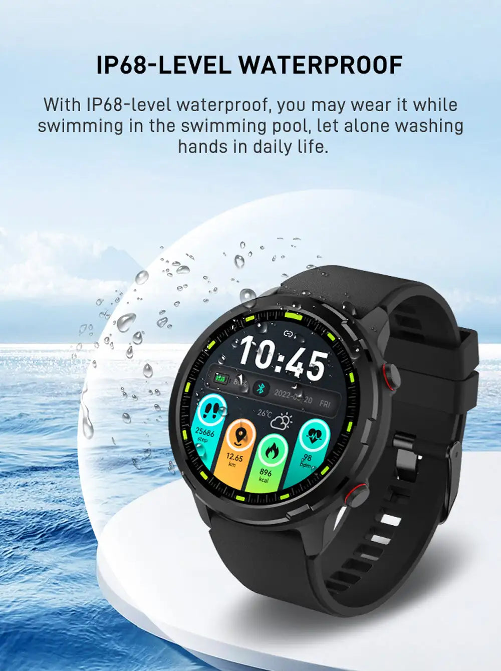 Outdoor Compass GPS Positioning Smartwatch Sports Health Fitness Detection IP68 Waterproof Multi-sport Music Control Smart Watch - Lootquake