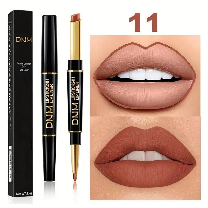 12 Colors Double-Ended Lipstick & Lip Liner Pencil,Waterproof, Non-Stick, Long Lasting,Make Natural Makeup Effect for All Skin