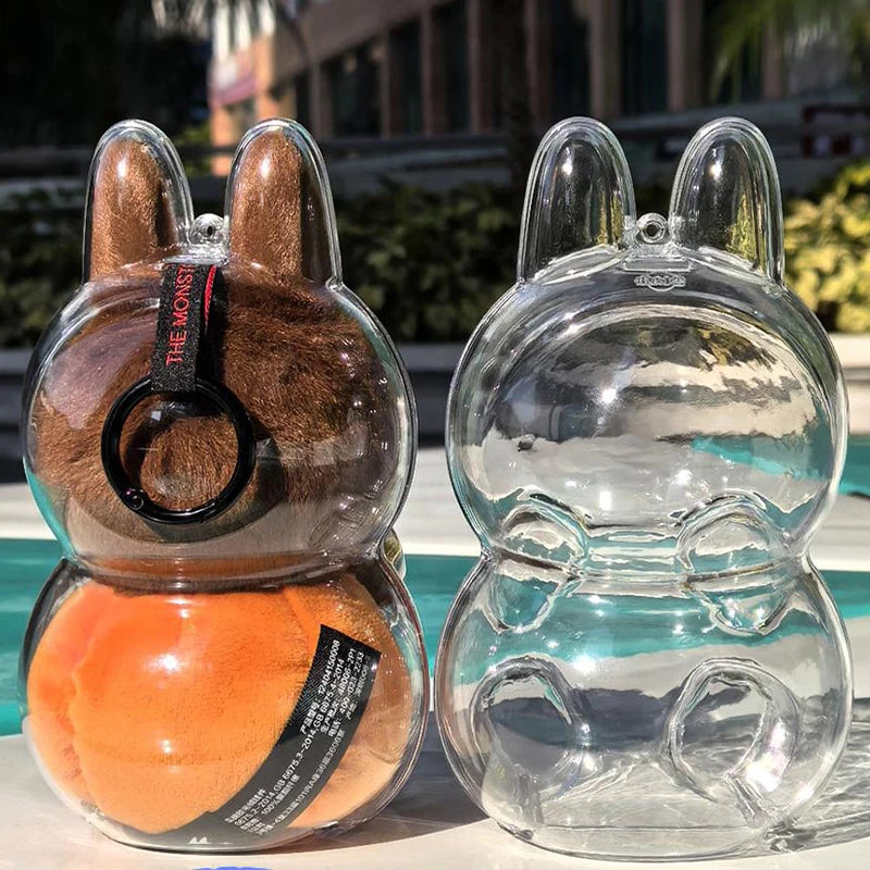 LABUBU Étui transparent pour siège Labubu Étui en plastique Sac à dos Charms