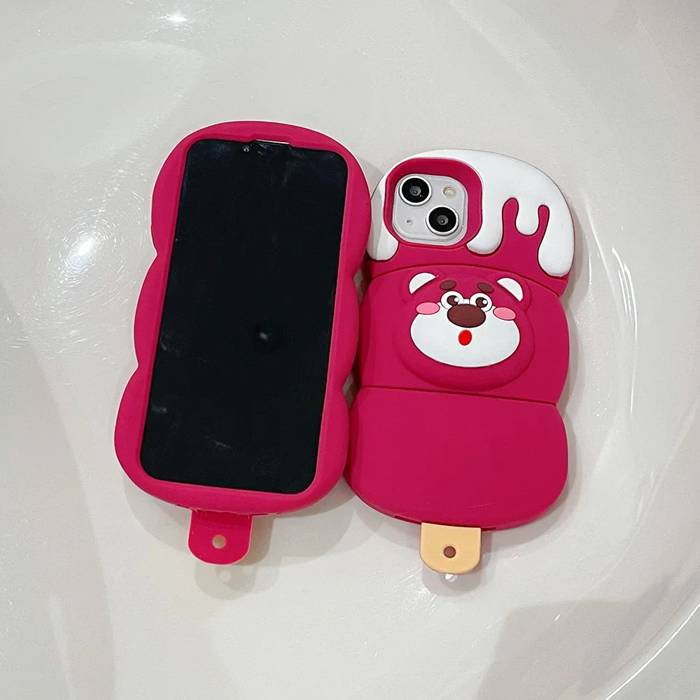 Funda de goma suave para teléfono con diseño de oso Cinnamoroll y helado