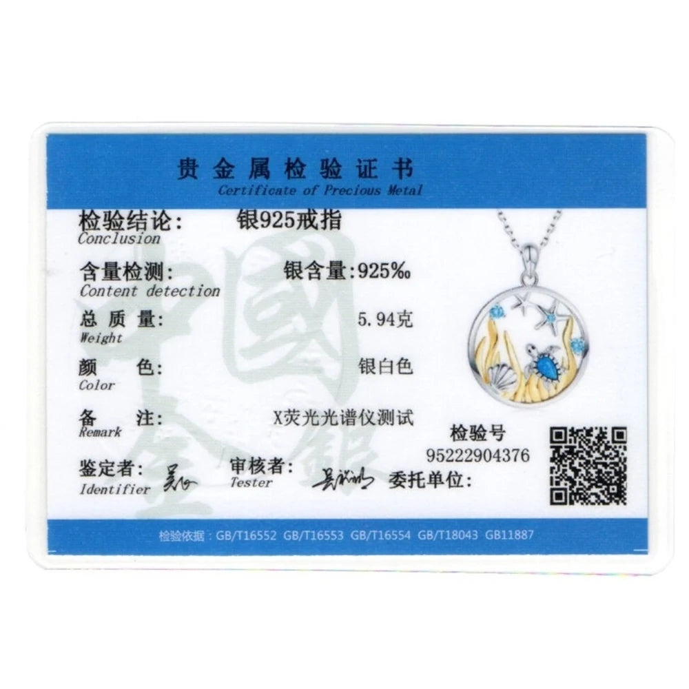 925 Sterling Silver Opal Sea Turtle Starfish Necklace Ocean Beach Necklace Mother Daughter Pendant Animal Jewelry Gift for Women - Lootquake