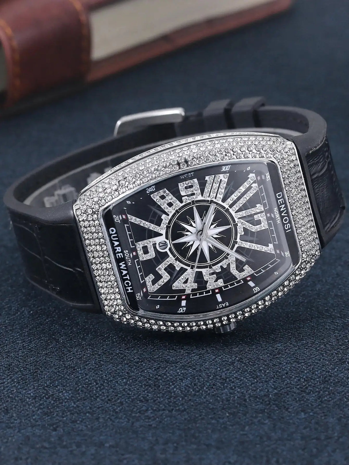 Luxury Diamond wristwatch for women Fasion and elegant quartz watch with silicone watchstrap Waterproof luminous Tonneau watch - Lootquake