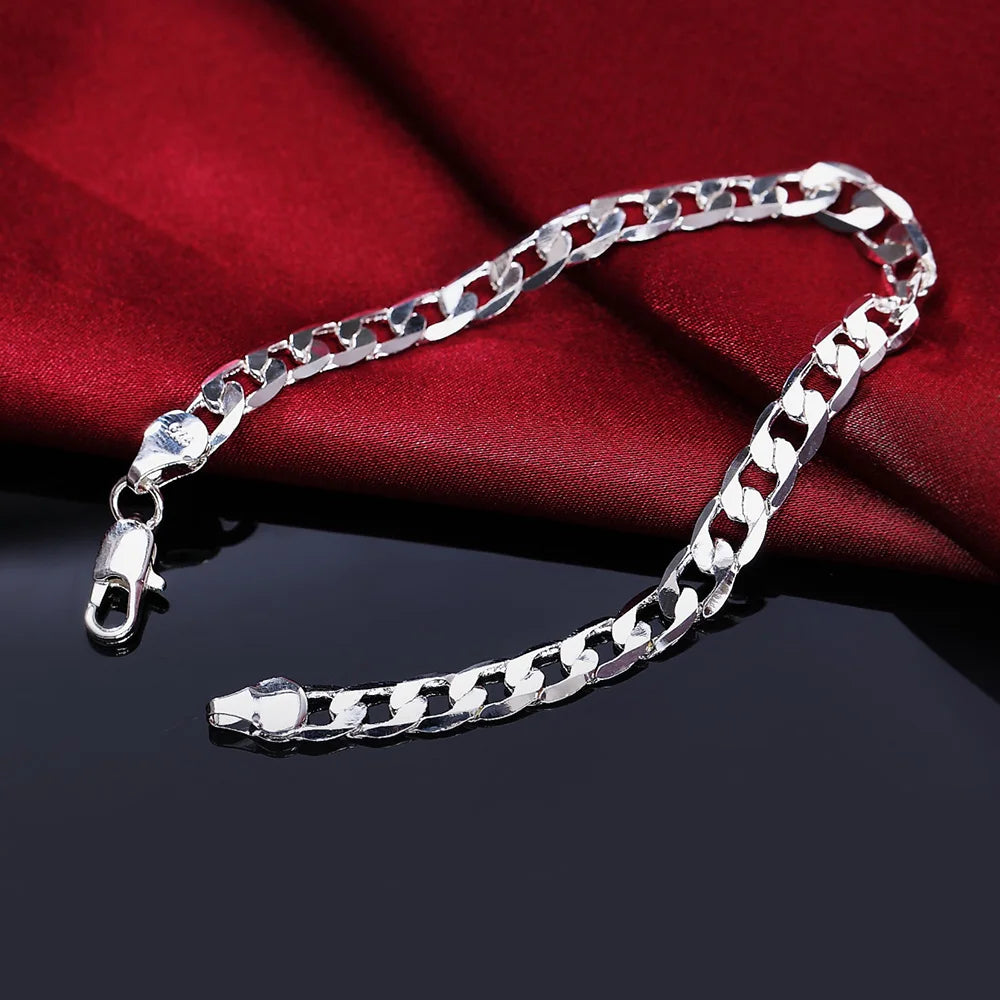 Fashion charm 925 Sterling Silver Bracelet for man woman Twisted rope chain fine jewelry Wedding party Christmas gift - Lootquake