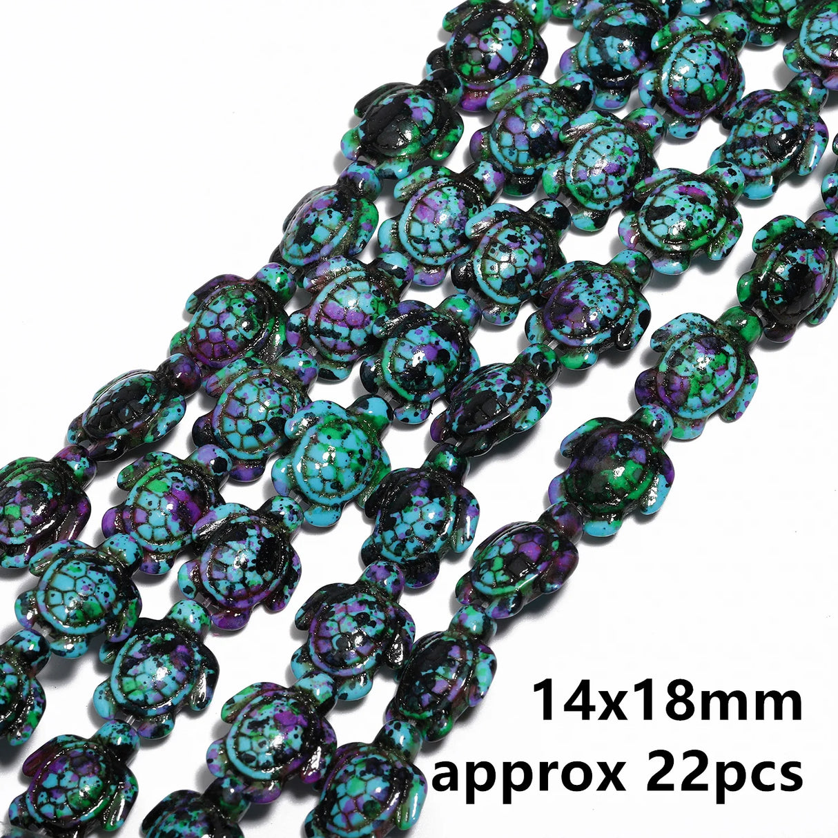 14x18mm 22pcs Sea Turtle Random Color Mix Natural Turquoise Stone Beads Bead for Jewelry Making DIY Ocean Series Bracelet - Lootquake