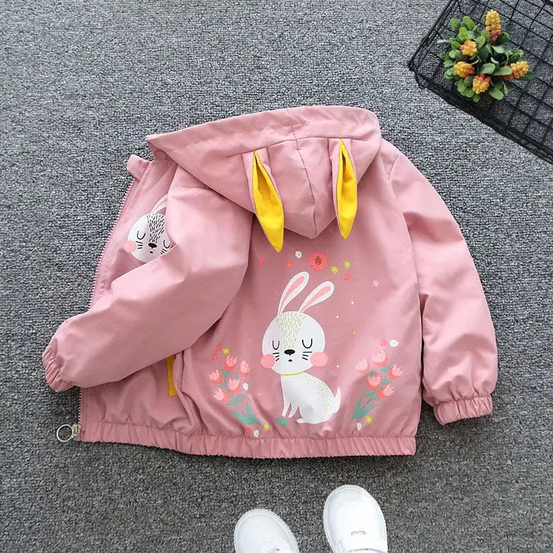 Cartoon Girls Jackets Cute Little Fox Kids Windbreaker Hooded Baby Coat Spring Autumn Children Outwear Toddler Girl Clothes - Lootquake