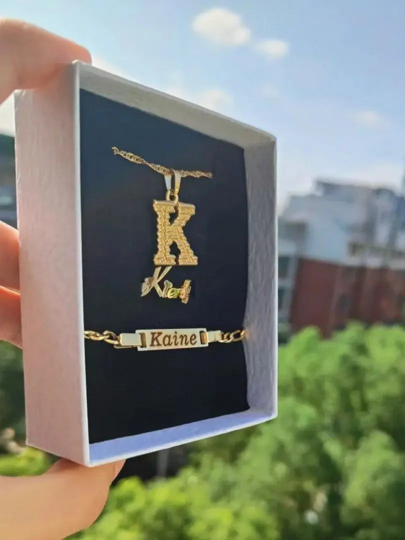 DUOYING Custom Nameplate Set Full Zircon Neckalce Bling Earrings Personalized Mini Hoop Stainless Steel For Kids Jewelry - Lootquake