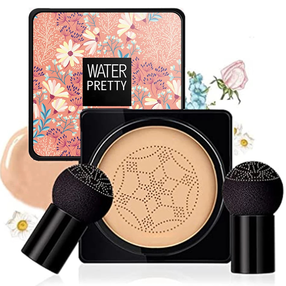 Coussin d'air CC Crème Fond de teint tête de champignon Hydratant Longue tenue Cosmétiques visage Éclaircissant naturel Base de teint Maquillage