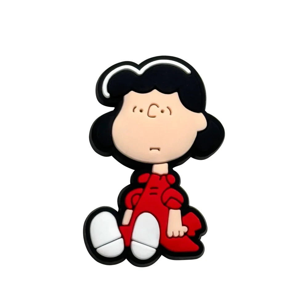 1-12pcs MINISO Snoopy Cartoon Shoe Charms Accessories Classic Clog Sandal Garden Shoe Decoration Wristbands Buckle Kids Gifts