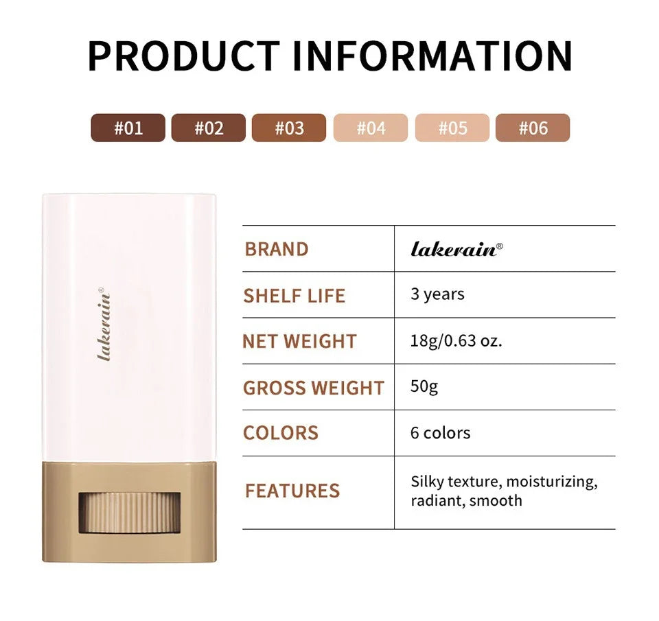 Foundation Stick Balm Skin Bronze Tint Eraser Foundation Stick Smooth Plumper Long-lasting Flawless Makeup Face Beauty Cosmetics