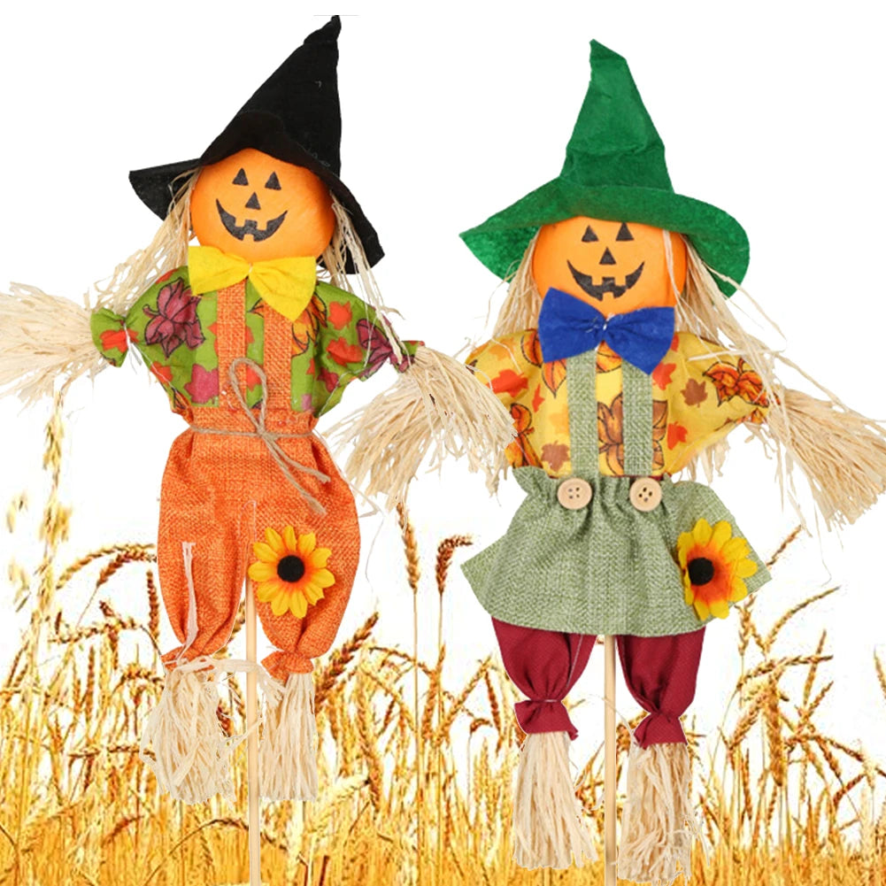 Small Halloween Scarecrow Decoration Fall Harvest Standing Scarecrow Decors Rustic Outdoor Scarecrow Halloween Decor