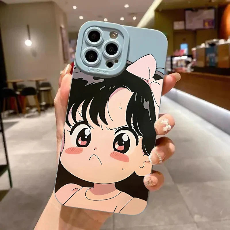 Cute Cartoon Sunglasses Girl Grip Phone Case