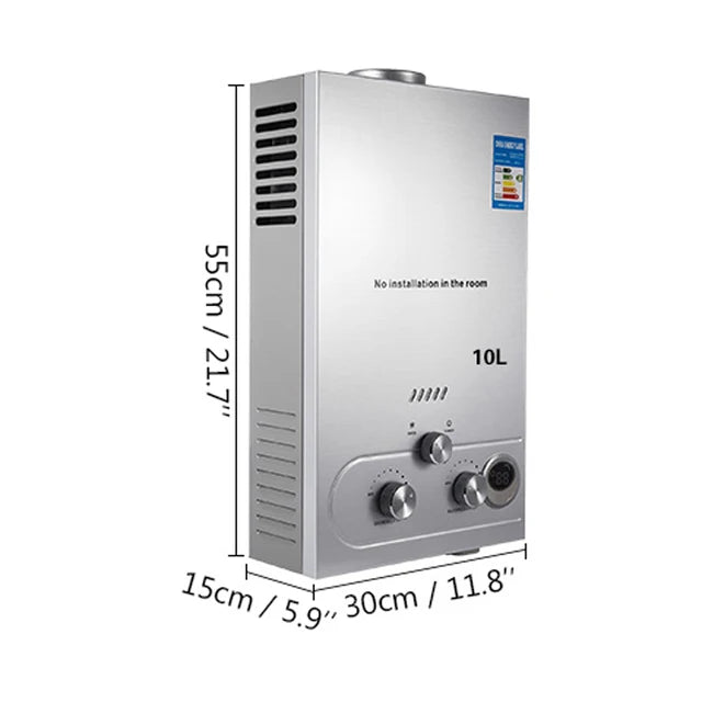 Chauffe-eau instantané au propane 6 L/8 L/10 L/12 L/16 L/18 L en acier inoxydable, chauffe-eau instantané au gaz de pétrole liquéfié 36 kW