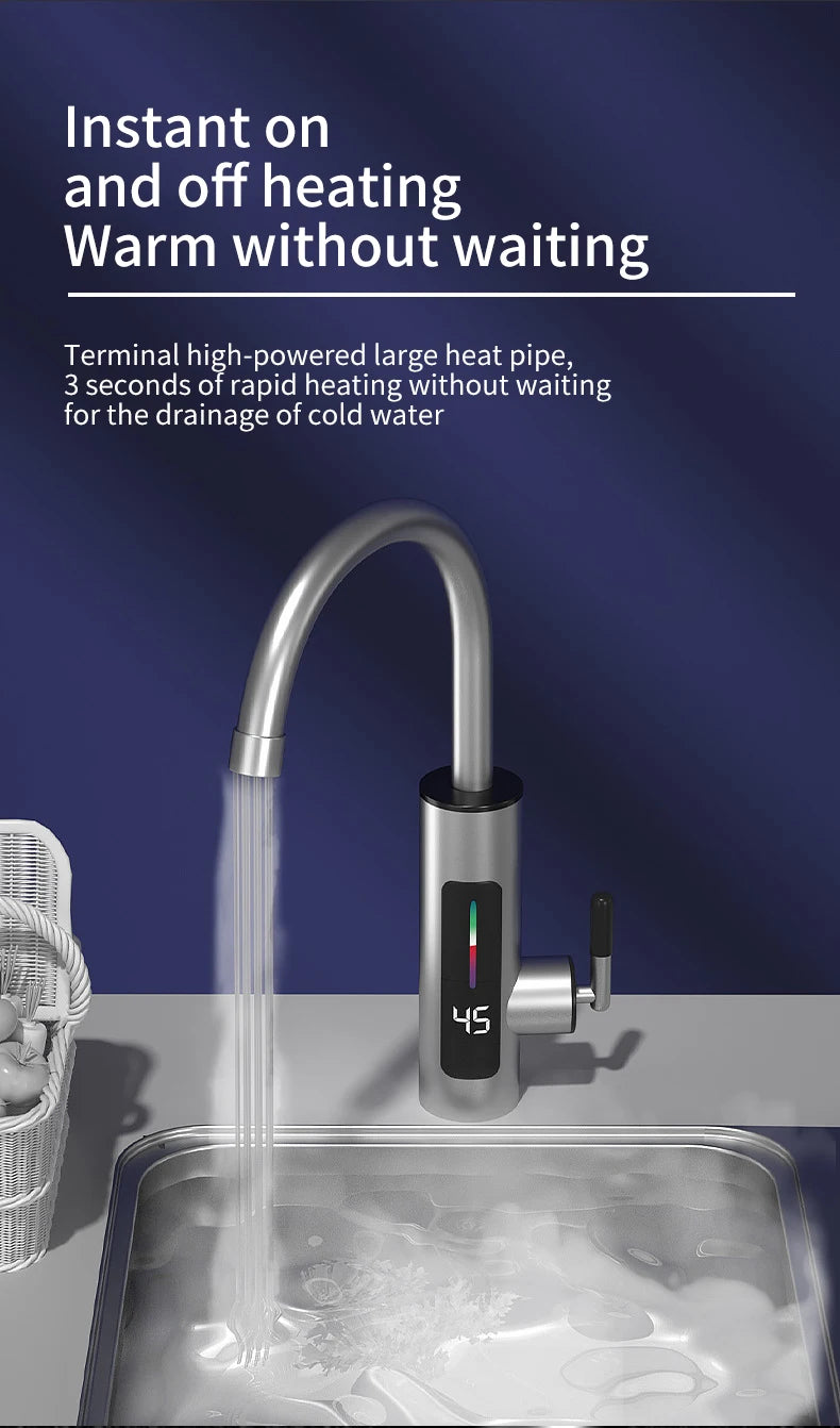 Chauffe-eau électrique de cuisine 3000 W 220 V, robinet instantané en acier inoxydable pour eau chaude et froide