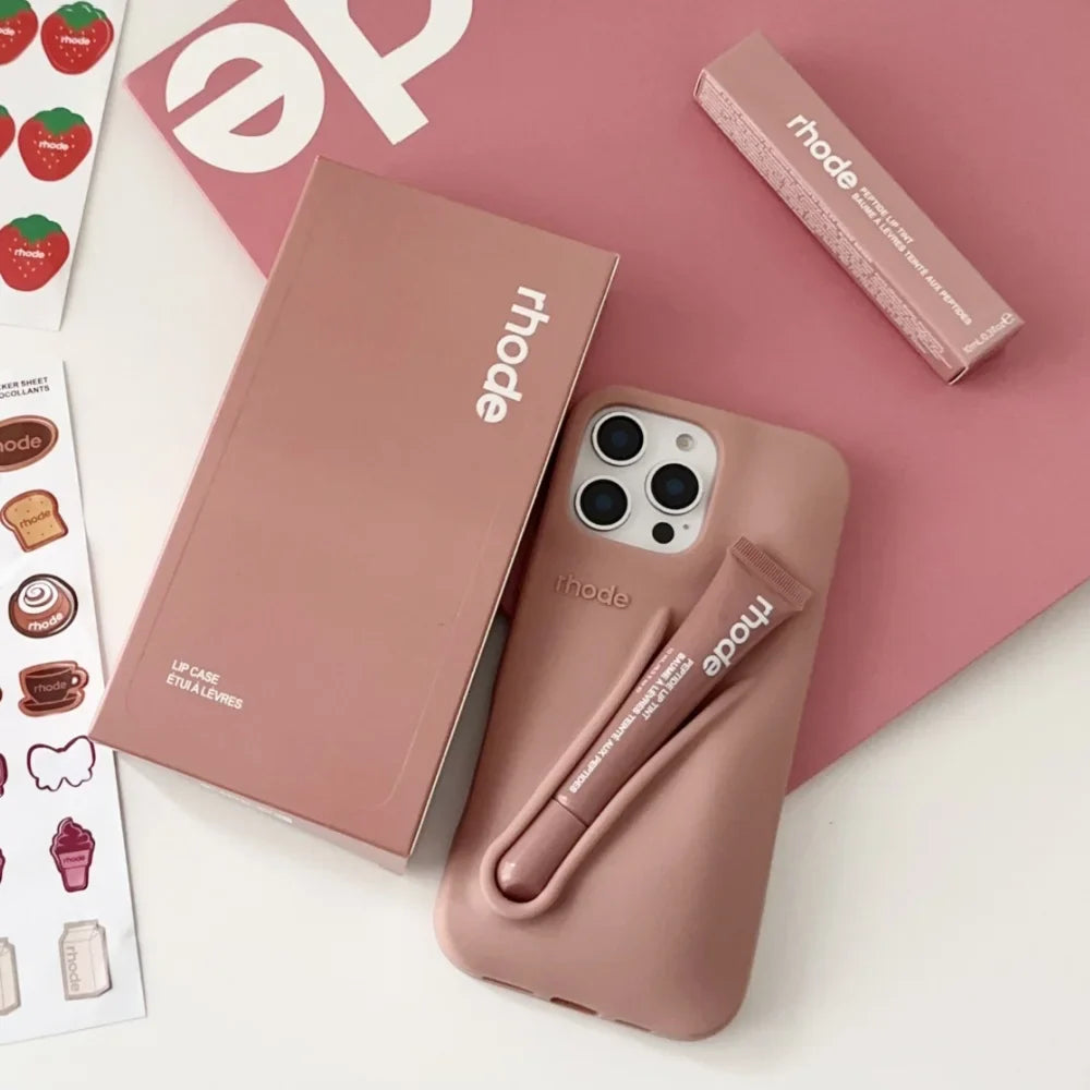Estuche de regalo de 4 piezas Rhode Lip para iPhone con bolsa de compras