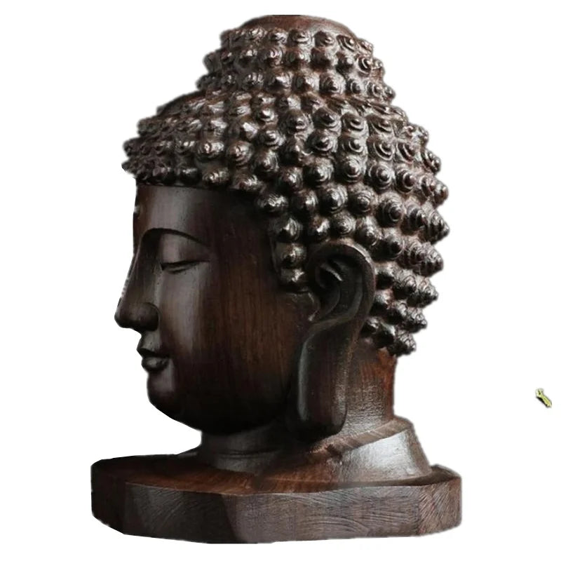 Estatua de madera de Sakyamuni de 2,36'', estatua de Buda de madera de 6 cm, figuras creativas de Tathagata, artesanías con cabeza de Buda de caoba de la India