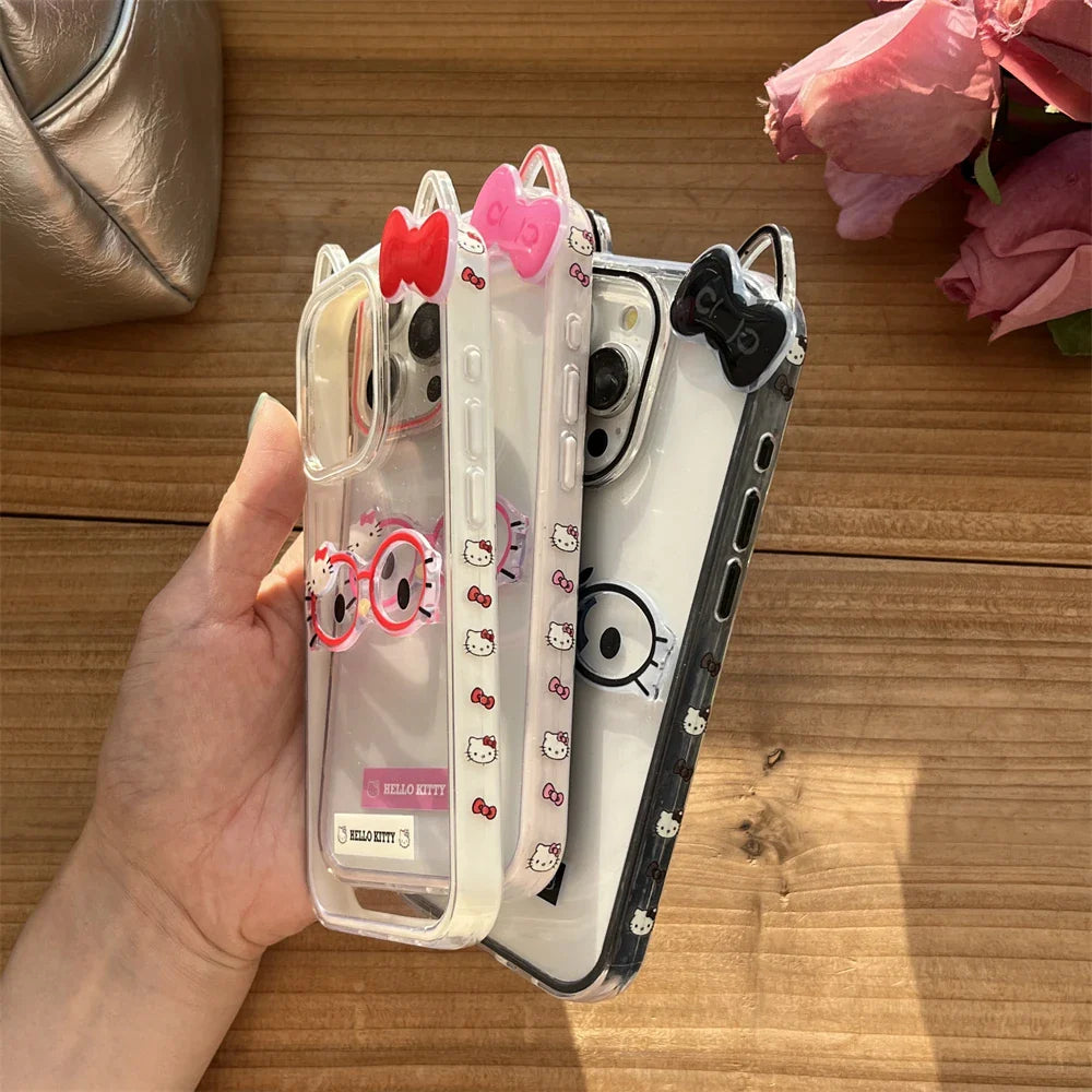 Cute Ears Glasses Hello Kitty Phone Case