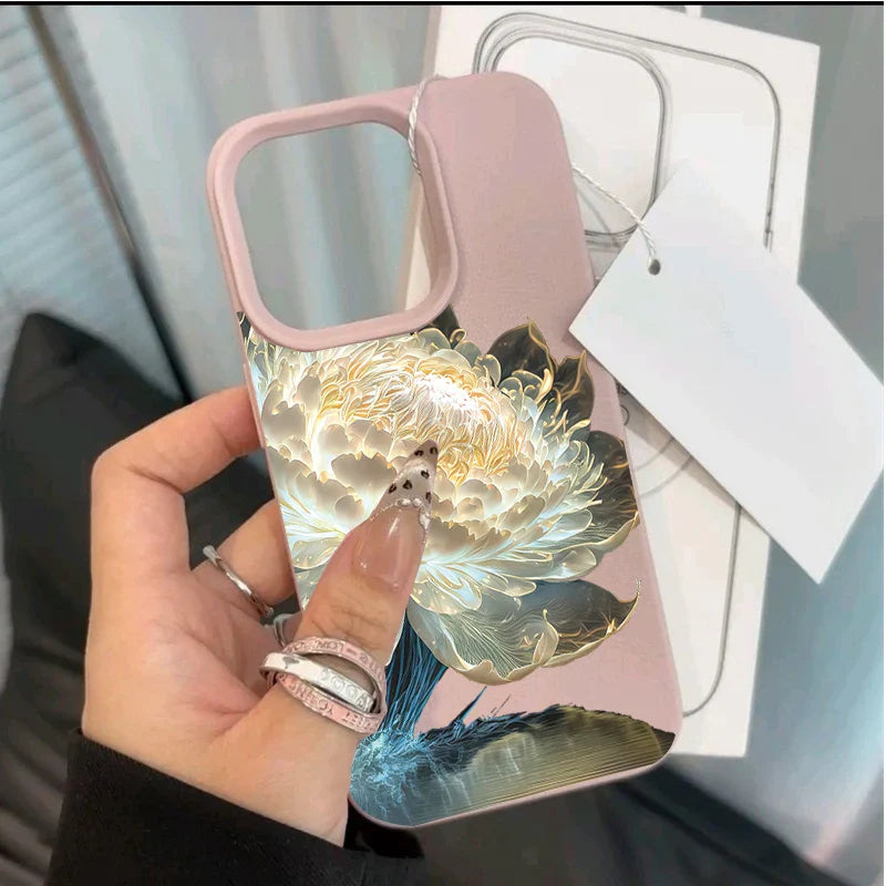 Funda para iPhone con diseño floral coreano