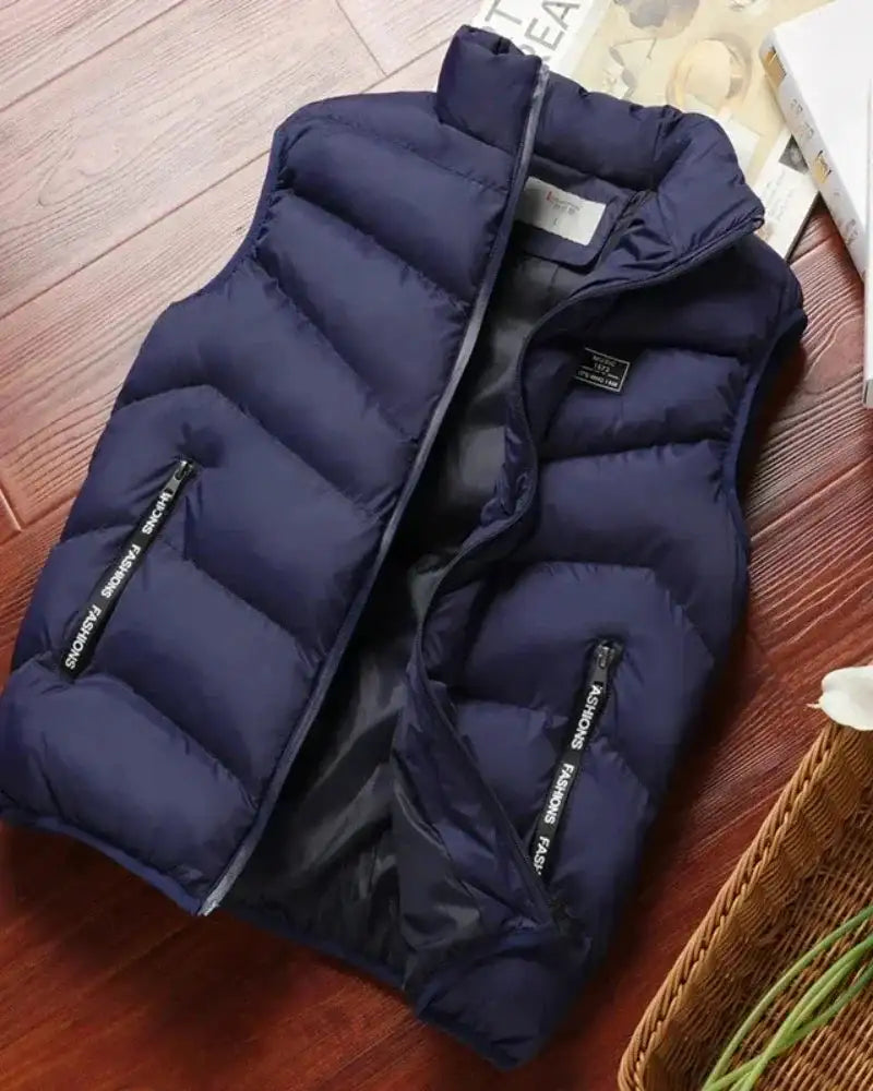 2024 New Puffer Sleeveless Coats Mens Solid Color Down Jacket Winter Warm Vest Jacket Men Waistcoat Outwear Windbreaker Clothing - Lootquake