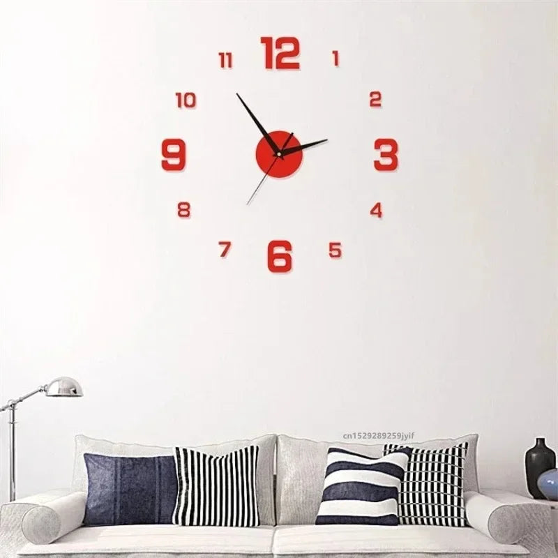 New 3D Acrylic Mirror Wall Clock Sticker for 40CM Fashion DIY Quartz Clocks Watch Home Decoration Living Room Stickers - Lootquake