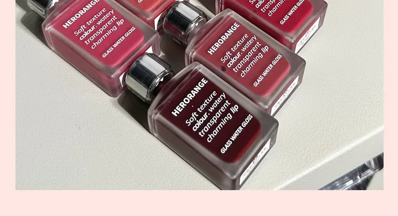HERORANGE Brillo de labios ligero, brillo de labios, no se pega fácilmente, duradero, lápiz labial hidratante de agua, maquillaje líquido coreano