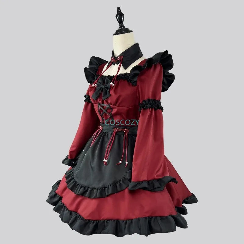 Halloween Gothic Maid Devil Cosplay Costumes Sweet Lolita Party Princess Dress Apron Headwear Neckwear Women Plus Size Cos