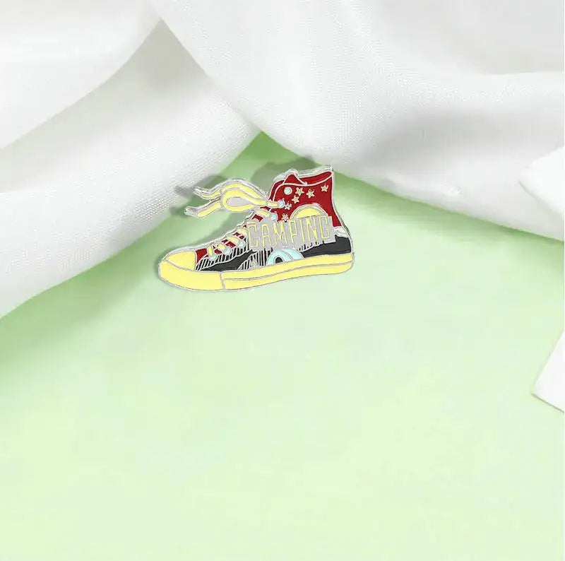 Camping Life Enamel Pin Outdoor Compass Canvas Shoe Bonfire Tent Motorhome Brooches Bag Lapel Pin Badge Jewelry Gift for Friends - Lootquake